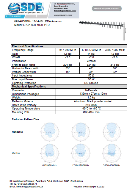 LPDA Antenna DBDS-698-4000-1-4